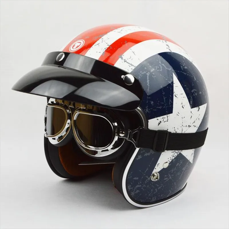 Здесь можно купить   Fashion brand TORC vintage motorcycle helmets captain america sctoor open face helmet American flag moto casco DOT approved Автомобили и Мотоциклы