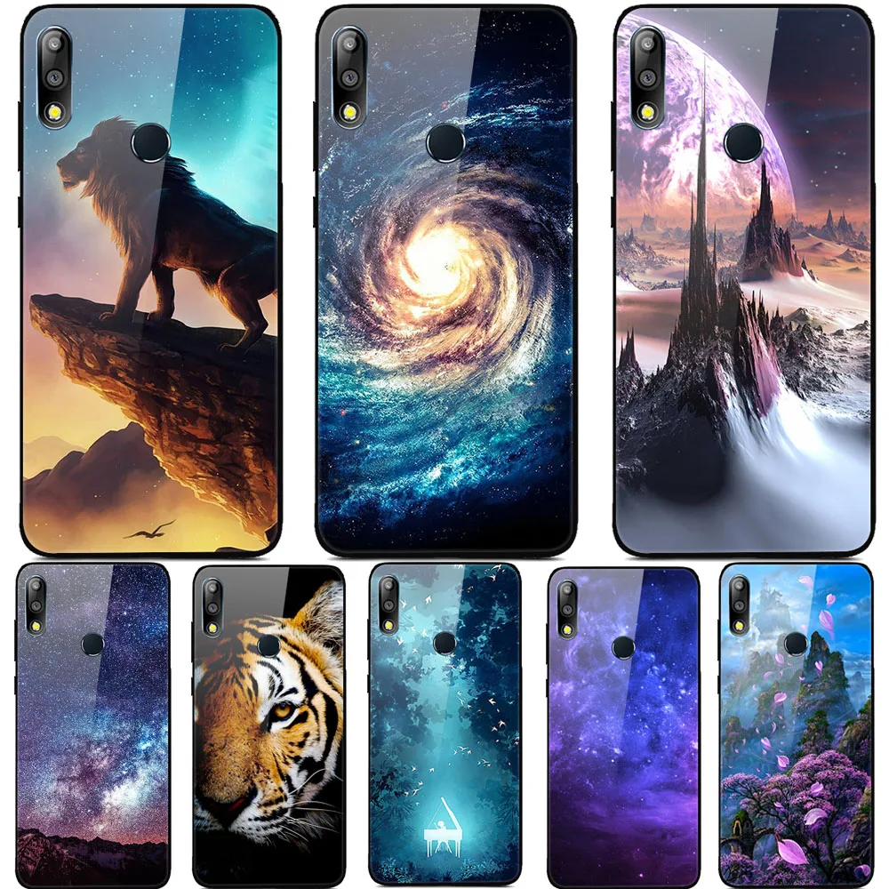 

For Asus Zenfone Max Pro M2 ZB631KL Case Tempered Glass Planet Space Cover Glass Back Case for Asus ZB631KL ZB 631KL ZB 631 KL