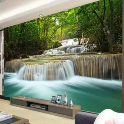 Пользовательские Любой Размер лесной водопад пейзаж Гостиная диван ТВ Задний план настенная обои картины Papel де Parede 3D Sala