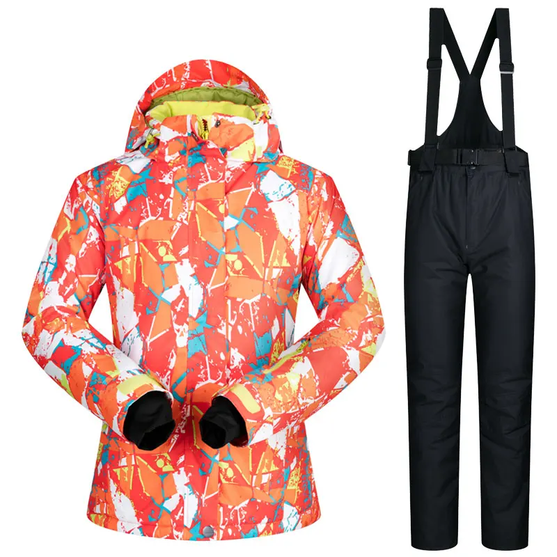 

Snow Skiing Suit For Women Water Windroof Skiing jacket Snow Bib Set Female Ski Boarding Clothing Thermal Minus -30 Degrees Warm