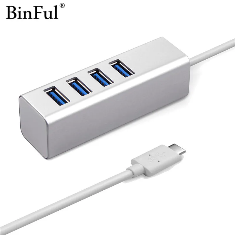 

BinFul Aluminum USB 3.1 Type C to 4 port USB 3.0 High Speed USB Hub support transfer rates up to 5Gbps For MacBook Laptop Mac