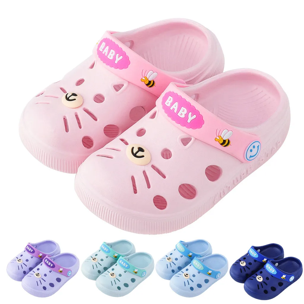 

Toddler Infant Baby Kids Girl Beach Shoes Sandals Boys Home Slippers modis Cartoon Cat Floor Waterproof Breathable Sandals 2019