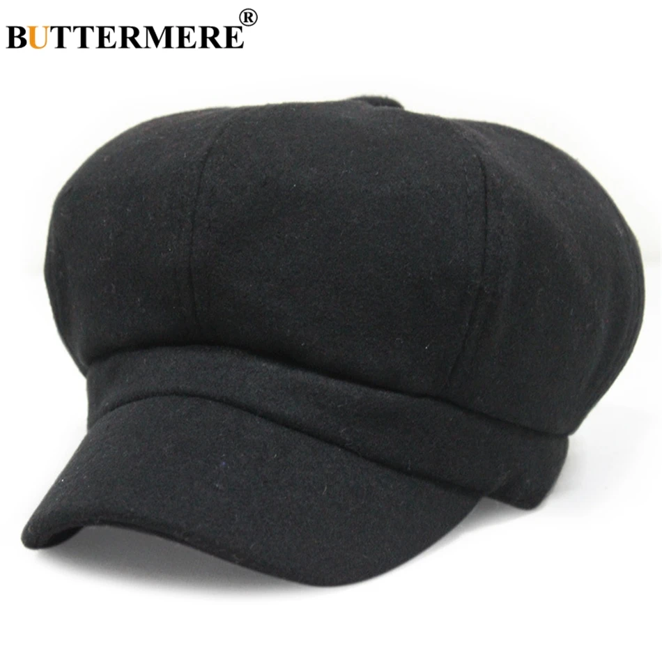 

BUTTERMERE Women Flat Cap Wool Female Black Winter Classic Gatsby Newspaper Caps Gifts British Spring Driver Painters Hats