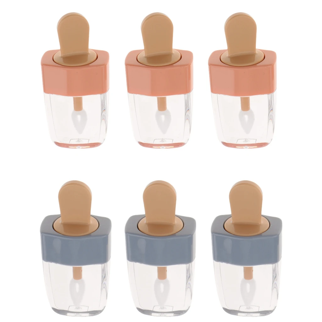 3x 5 ml Clear Mini Lip Gloss Tube Empty Lip Balm Cute Ice Cream Bottle Cosmetic Gloss Tube Travel Gloss Container with Lid
