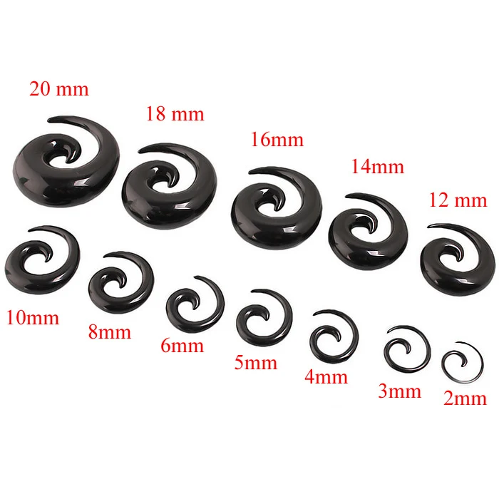 

Hot 1 Pair Body Jewelry Acrylic Spiral Taper Tunnel Ear Stretcher Plugs Expanders Pircing Jewelry Black Drop Ship ear plugs