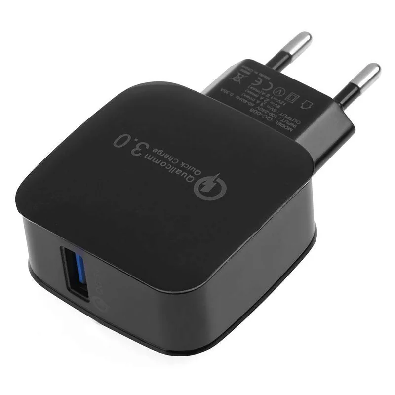 Black EU QC 3,0 быстрое зарядное устройство USB быстрое зарядное устройство для SAMSUNG A50 iPhone 7 6 8 Plus Redmi Note 7 Pro US UK подключить usb-адаптер - Тип штекера: Black EU