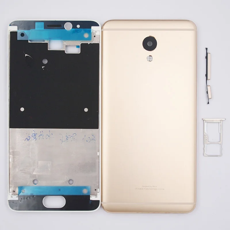 

BaanSam New LCD Front Frame Battery Back Cover SIM Card Tray For MEIZU M5 NOTE 5.5 Inch Housing Case With Power Volume Buttons