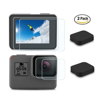 

Ultra-Clear Tempered-Glass Screen and Lens Protector & Lens Cap Cover for GoPro Hero 5/ Hero 6/7 Go Pro 4k Action Sport Camera