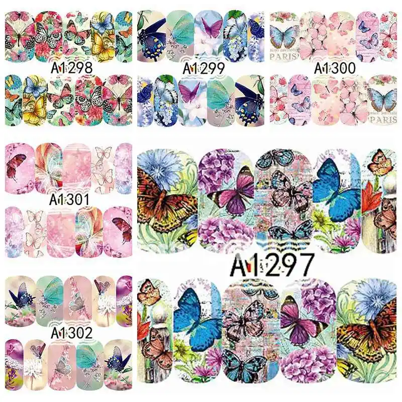

1 sheet or 12 Colorful Dreamlike Beautiful Butterfly Dreamcatcher Designs Water Transfer Nail Art Stickers Decals DIY A1297-1320