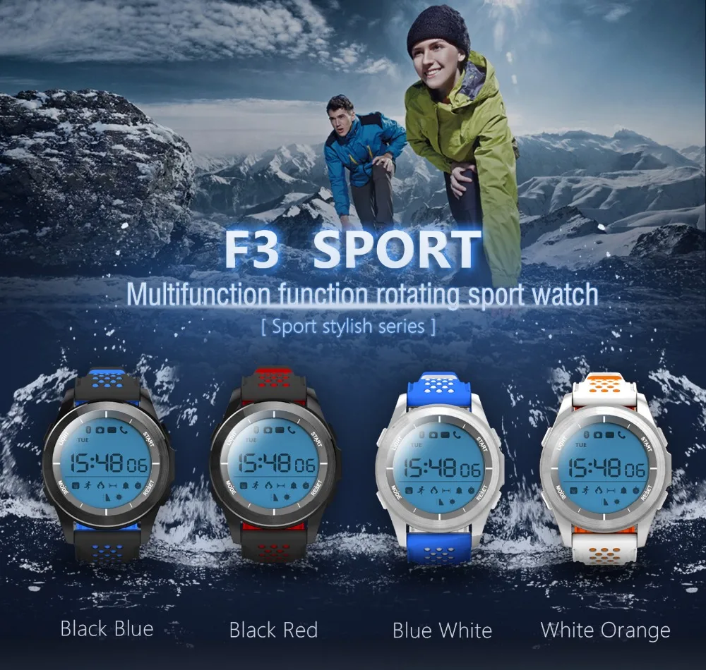ABAY F3 мужские Bluetooth Смарт часы IP68 водонепроницаемый счетчик шагов фитнес УФ