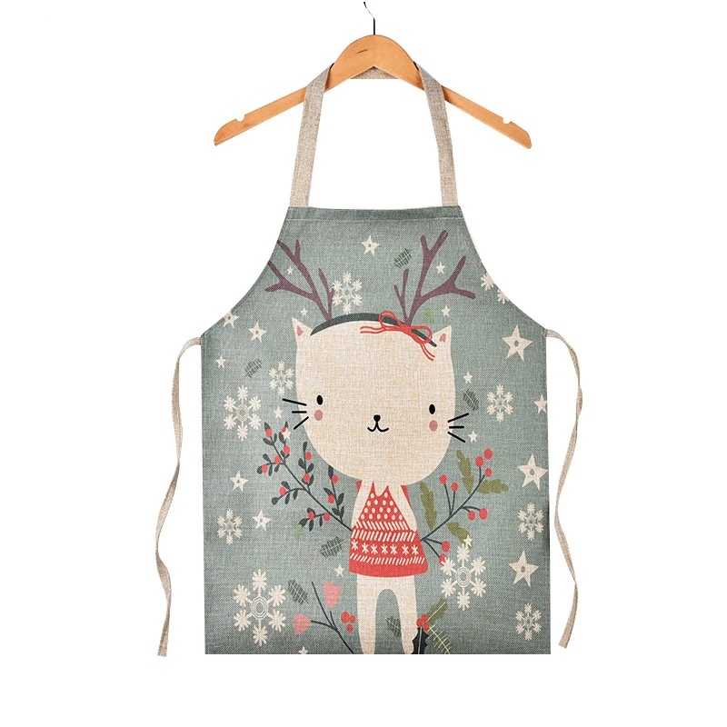 Parents-Kids-Creative-Linen-Sleeveless-Apron-Lovely-Cartoon-Horse-Deer-Rabbit-Cat-Aprons
