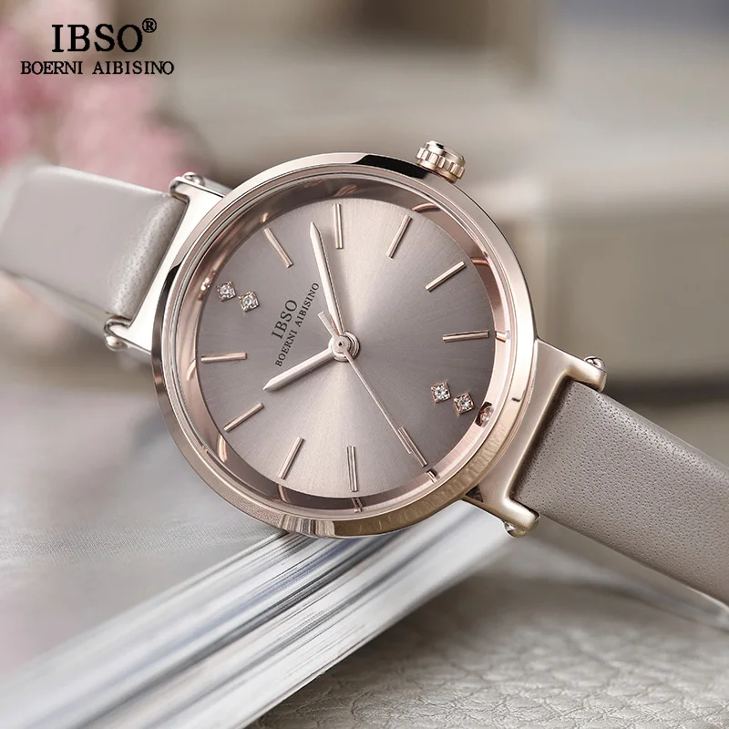 IBSO 8 мм ультра тонкие наручные женские часы роскошные модные Montre Femme 2020 кварцевые