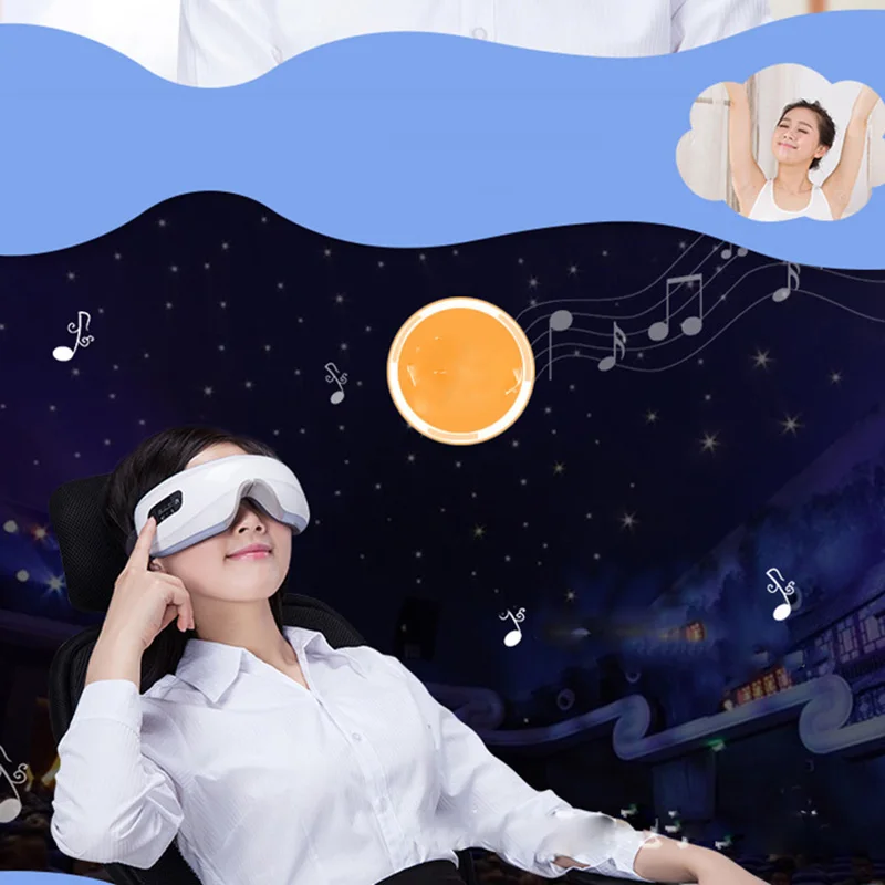 

Usb Rechargeable Electric Air Pressure Eye Massager Wireless Vibration Magnetic Far-infrared Heating Glasses With Mp3 Functions