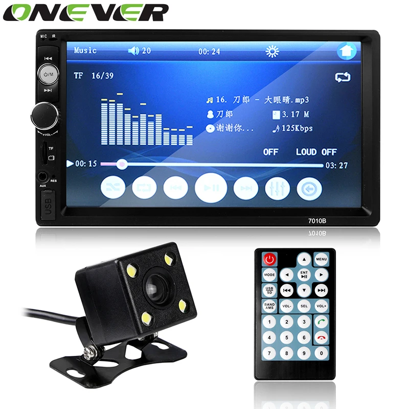 

Onever 2 din 7 inch Bluetooth Car MP4 Player HD Touch Screen Support Rear View Camera Handsfree Car Audio Video FM USB SD AUX IN
