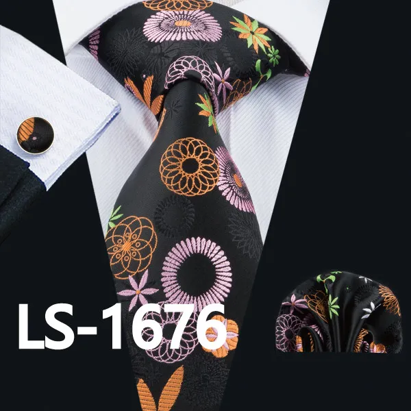 LS-1676 LS-1579 Barry. Wang Мужской галстук шелк жаккардовый тканый галстук носовой платок Запонки Наборы для формальных Свадебная деловая вечеринка - Цвет: LS-1676