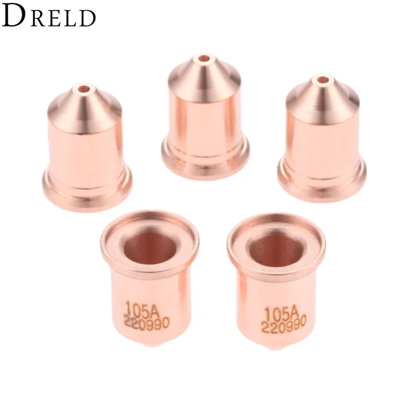 DRELD 5Pcs Plasma Nozzles 220990 105A for 105 Plasma Cutting Torch Consumables Drag-cut/ Mechanized/Unshielded Processes DRELD 5Pcs Plasma Nozzles 220990 105A for 105 Plasma Cutting Torch Consumables Drag-cut/ Mechanized/Unshielded Processes