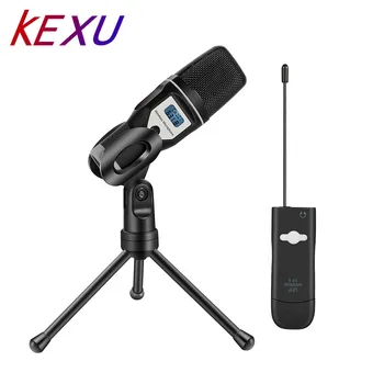 KEXU USB sound card UHF wireless microphone compatible with audio computer karaoke live condenser microphone for Karaoke System KEXU USB sound card UHF wireless microphone compatible with audio computer karaoke live condenser microphone for Karaoke System