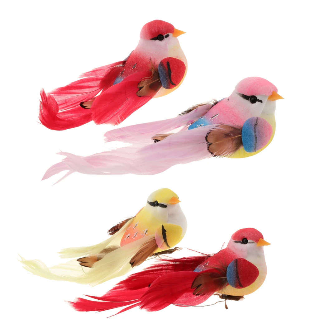 2Pcs/Set Artificial Foam Feathered Birds with Clip Home Decor Party Accessories