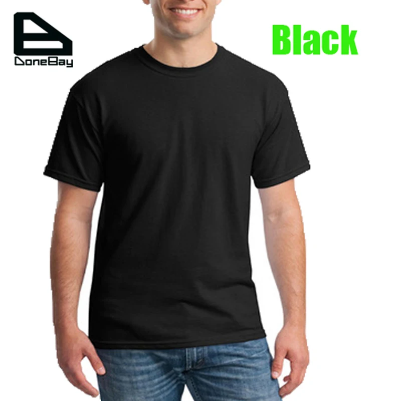 Solid Color Mens Cotton T Shirt High Quality Black White Tee Shirt