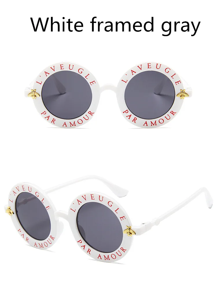 ASUOP 2018 New Retro Round Lady Sunglasses English Letter Bees Men Luxury Brand Cat Eye Glasses UV400 Color Travel Travel Goggle (15)