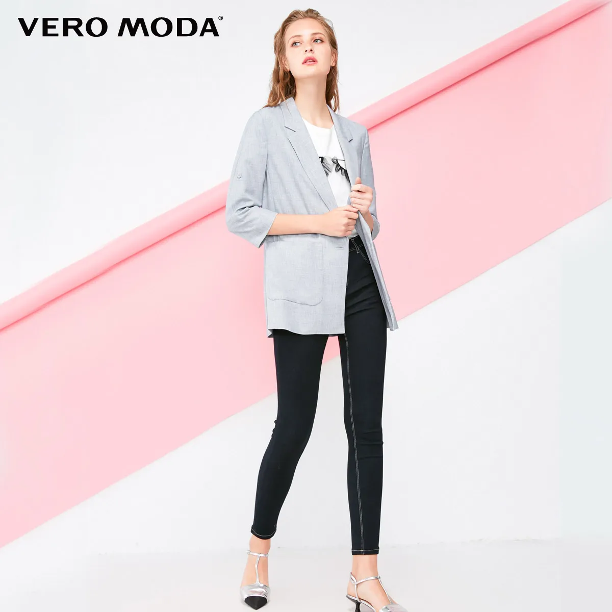 Vero Moda Women's 3/4 Sleeves Straight Fit Lapel Long Jacket Blazer | 318308509