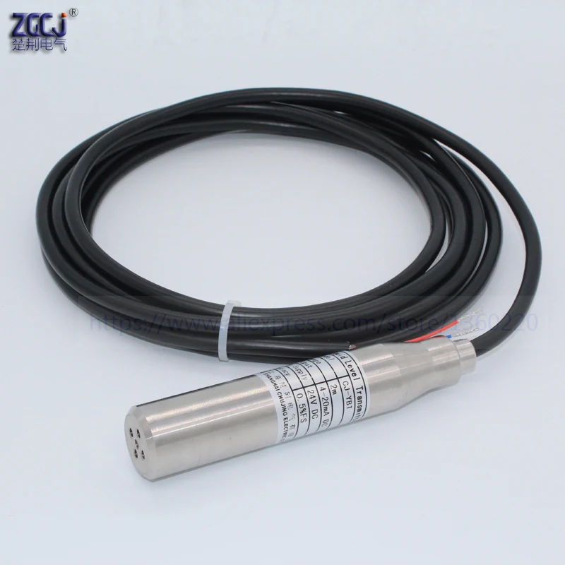 2 м Диапазон измерения уровня жидкости 24VDC 4-20mA DC Датчик уровня воды с 4 м кабелем