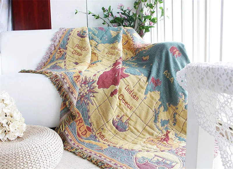 Карта мира пледы одеяло Рождественский подарок декоративный Cobertor Manta Para диван/кровати путешествия плед нескользящее сшитое одеяло s кисточкой