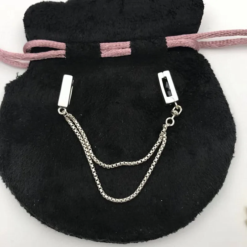 

2019 NEW Perfect Charm logo Engraved silver safety chain 925 charms reflexions security chains bracelet jewelry,1pz