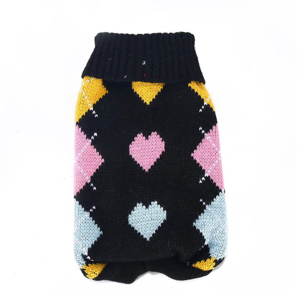 KL009 dog sweater pet solid clothing for small medium dogs cats puppy kittens chihuahua sweetheart black (5)