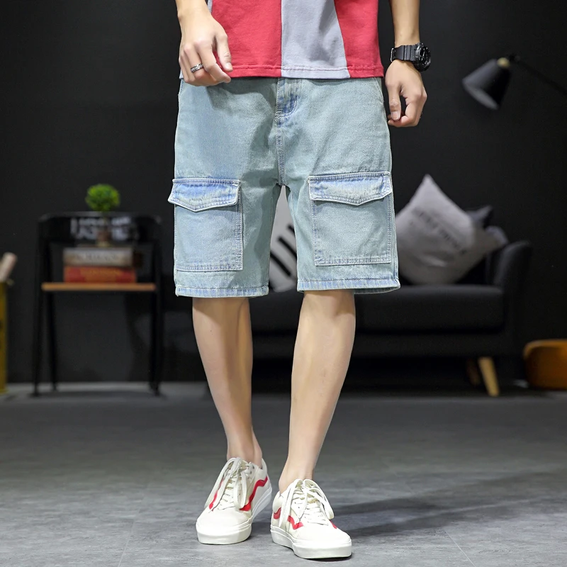 Большие винтажные джинсы Харадзюку, мужские шорты по колено, повседневные шорты Modis, летние мужские шорты