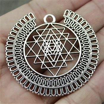

3pcs 50*48mm(1.97*1.89 inch) Sri Yantra Pattern Charms, Handmade Jewelry Accessories, DIY Jewelry Findings