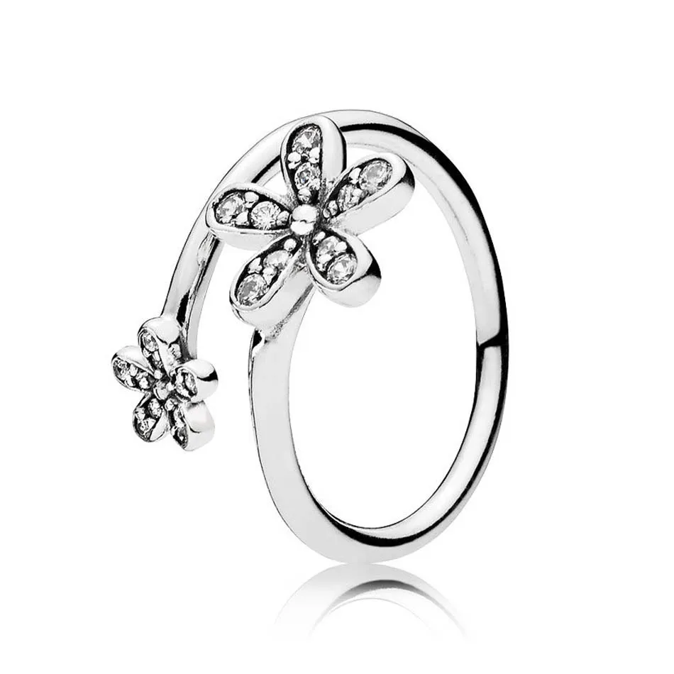 

On Sale 925 Sterling Silver Ring for Women Luminous Glow Ring Resizable Pave Clear CZ Dazzling Daisies Ring fit Lady Jewelry