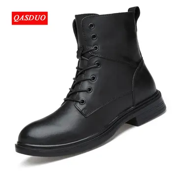 

QASDUO High Quality Genuine leather Autumn Men Boots Winter Waterproof Ankle Boots Martin Boots Outdoor Working Boots Men Shoes