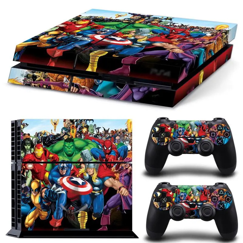 

Superhero Design Vinyl Cover Decal Skin Sticker for Sony PS4 Console and 2 Controllers Skins Stickers
