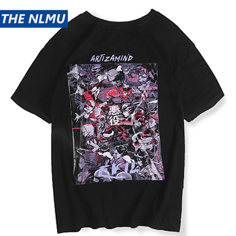 

Hip Hop Funny Character Print T-shirts Men Women Streetwear tshirt 2019 Summer Spring Hip Hop Couple Tops Tees HF022