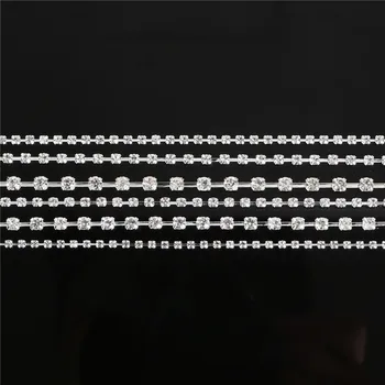 

10 yards/roll Rhinestone Chain Clear Crystal SS6-SS18 Electroplated Silver Chain DIY Apparel Sew On Jewelry Accessory
