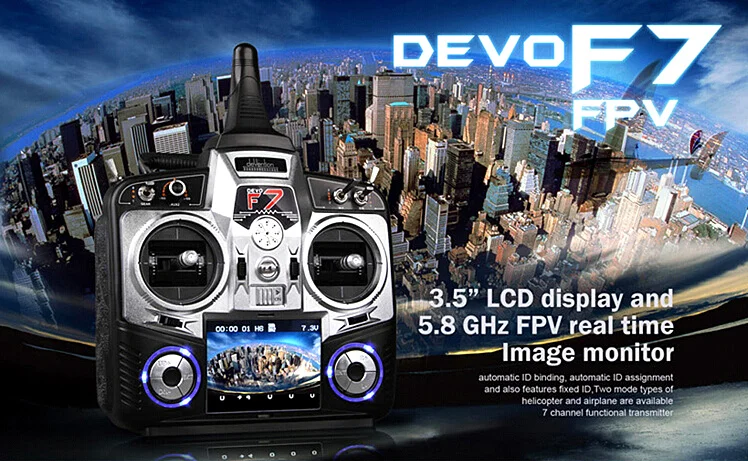 Walkera Devo F7 7 Channel LCD Display FPV Camera Transmitter Devo F7+ RX701 Receiver + 7.4V 800mah Battery