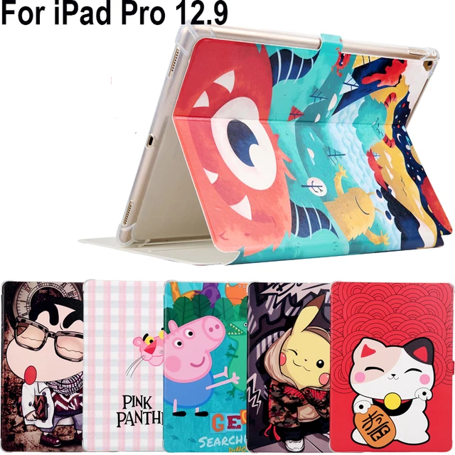 Special Offers Luxury Colored drawing buckle Stand Smart Case Cover For iPad Pro 12.9 inch Model A1584 A1652 A1670 A1671 Tablets Sleeve Cartoon
