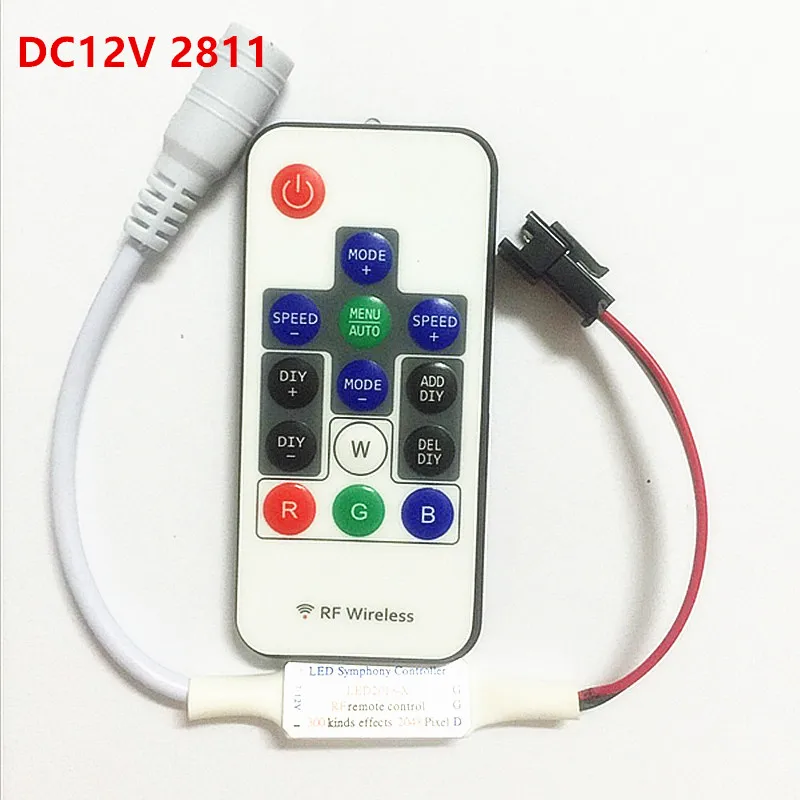 1 шт. DC5V WS2812B или DC12V WS2811 led2013-x Беспроводной РФ цифровой Цвет контроллер с 300 видов эффектов RGB LED модули газа