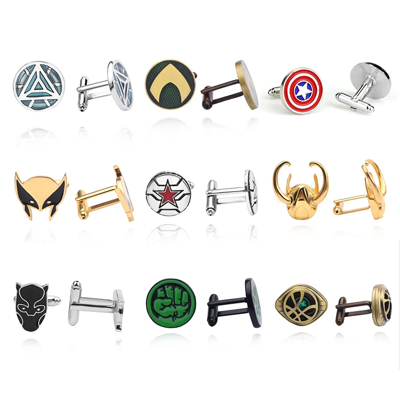 

New avengers 4 cufflinks Clips men Marvel jewelry Loki Iron Man loki Thor Black Panther