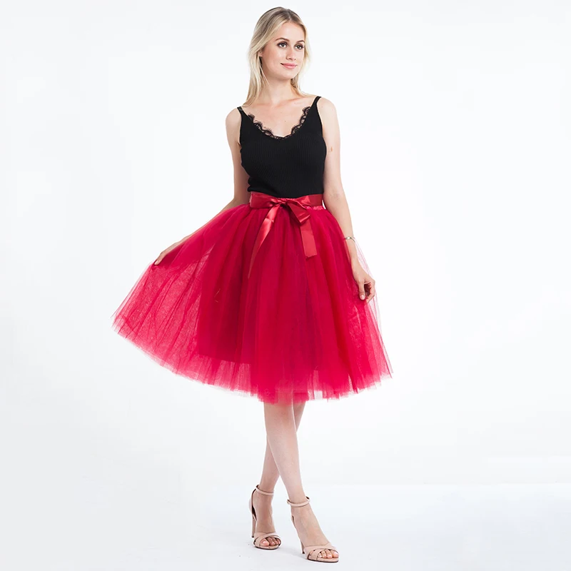 Summer 5 layer 65cm Fashion Midi Mesh Fluffy Soft Tulle Tutu Skirt Pettiskirt  26 colors Skirt Mother Daughter Skirts