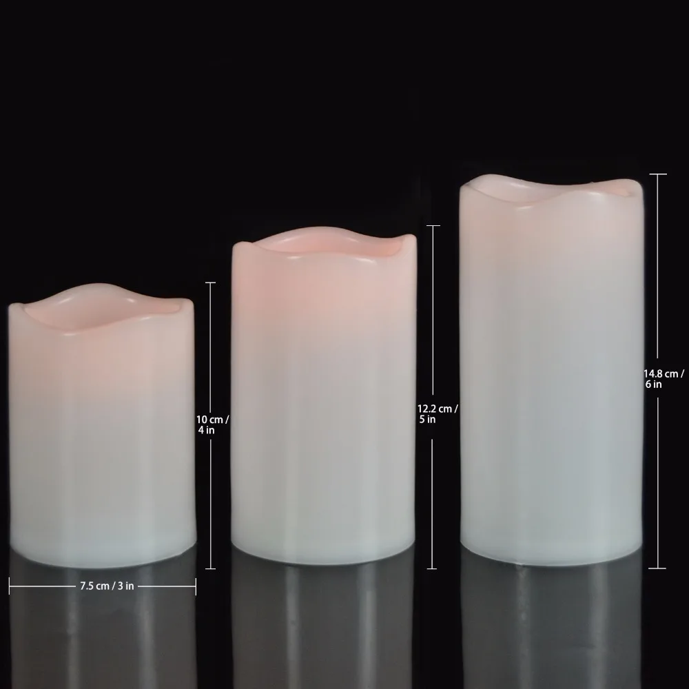 Battery Powered LED Votive Candles Set Wavy Top Flameless LED Pillar