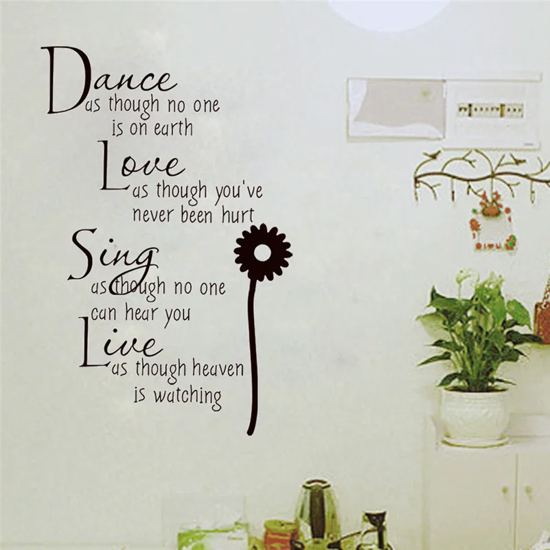 Виниловые настенные наклейки с надписью Dance Love Sing Live современные модные обои для