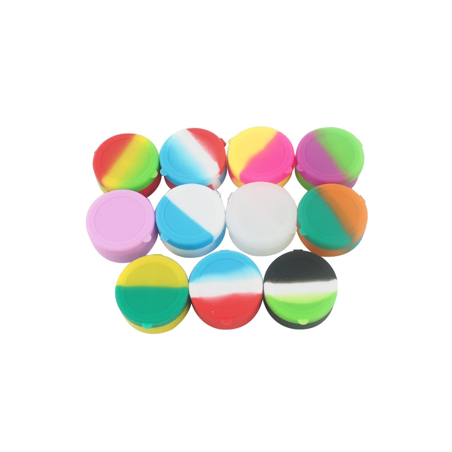 

50pcs 7ml non-stick silicone container round hinge design silicone jar for storage spices wax dab cigarette oil 7ml