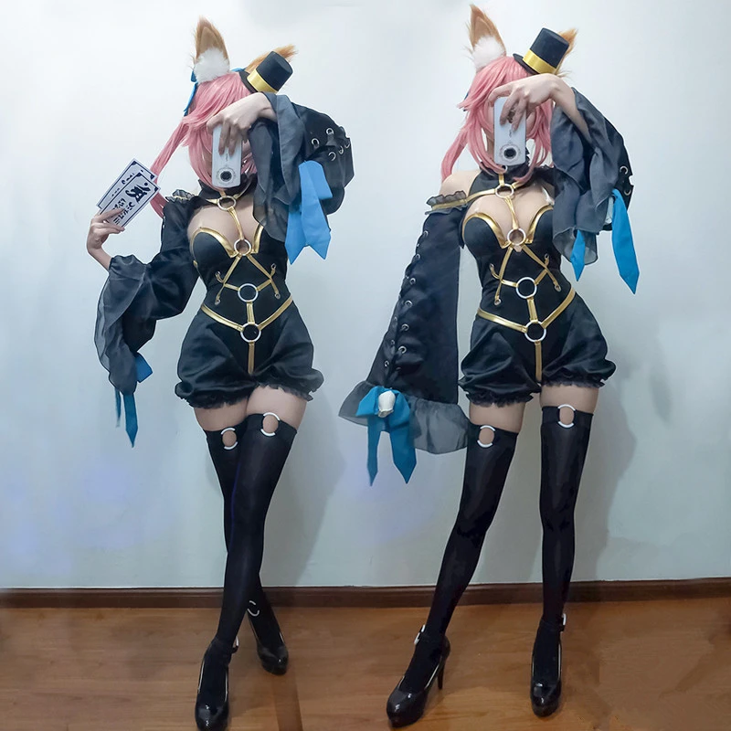 Аниме Косплей FGO Fate/extraccc Tamamo no Mae Маг Костюм черный магический костюм костюмы на