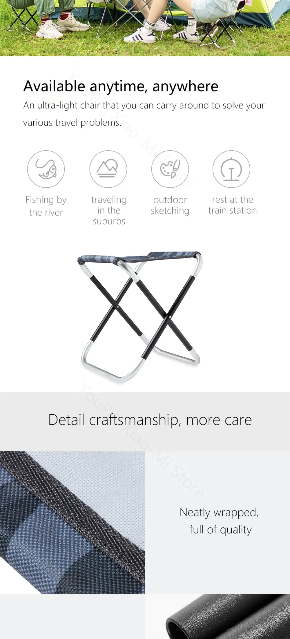Xiaomi Youpin уличный складной стул портативный алюминиевый сплав Досуг малая скамья эскиз стул ситинг стул с сумкой для хранения