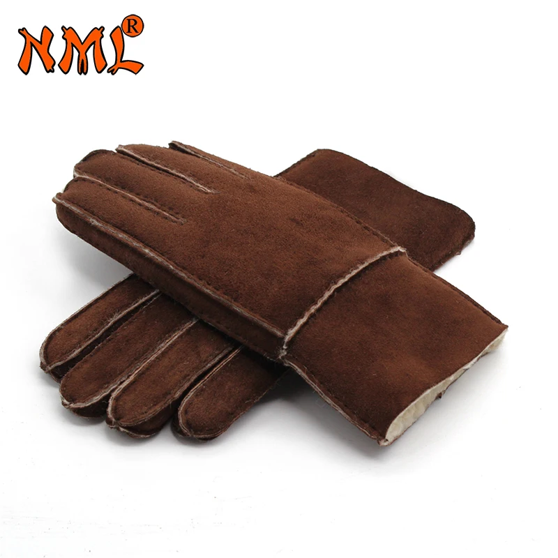 Driving Gloves New 2018 Winter Warm Leather Gloves 100% Sheep Skin Fur Men's Scrub Gloves Thicken Real Fur Mittens Outdoor N23