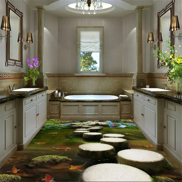 Beibehang Steen pier slaapkamer badkamer 3d vloertegels tegels ... Beibehang Steen pier slaapkamer badkamer 3d vloertegels tegels ...