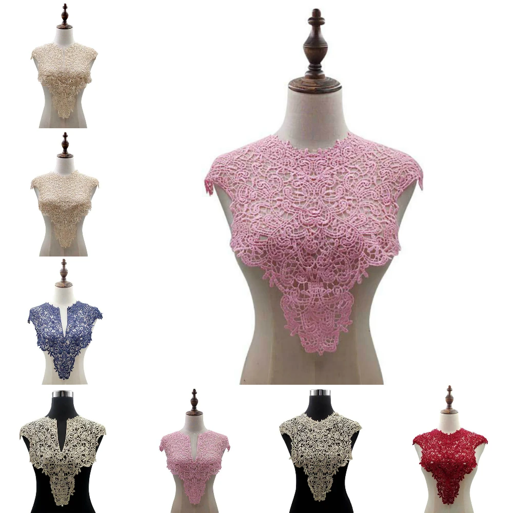 Lychee Life, цветной цветочный воротник, кружевная вышивка, кружевной вырез для свадебного платья, рукоделие, швейный материал, Свадебное кружево