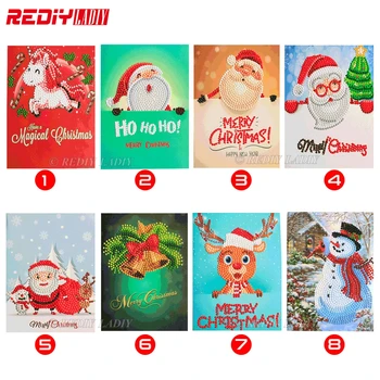 

8pcs/Lot Diamond Painting Cartoon Santa Claus Merry Christmas Mosaic Greeting Post Card Crafts Diamond Embroidery New Year Gift